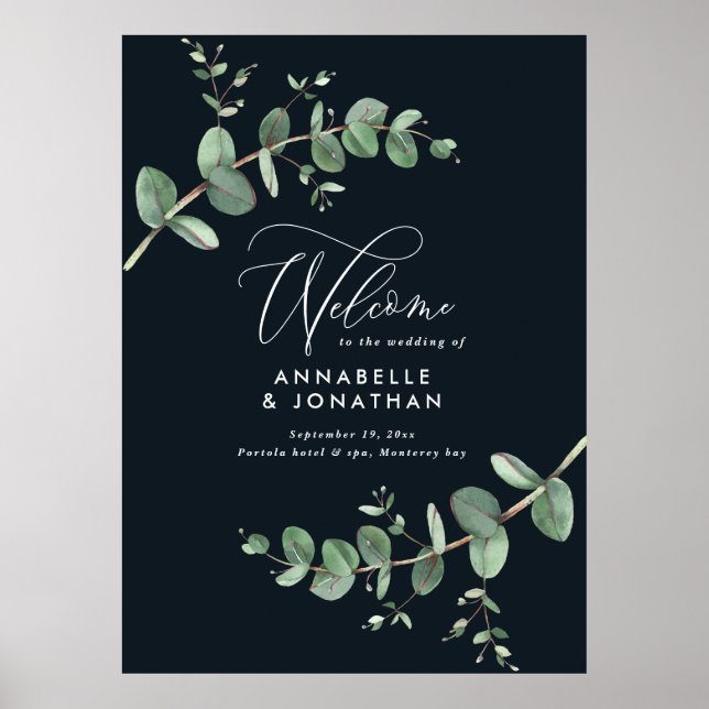 Poster Orçamento simples casamento elegante e preto eucal (Frente)