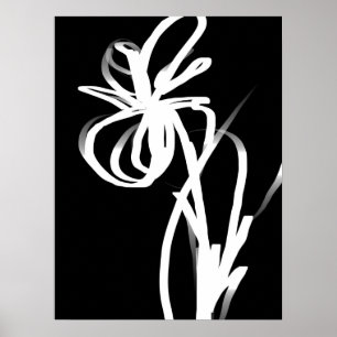 Poster Orchid Noir: Abstrato preto e branco