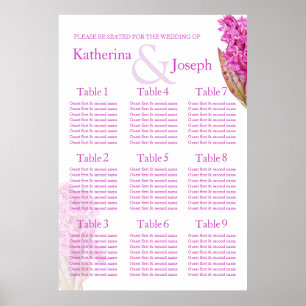 Póster Orchid purple Wedding Seating Table Planner 1-9