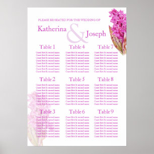 Póster Orchid purple Wedding Seating Table Planner 1-9