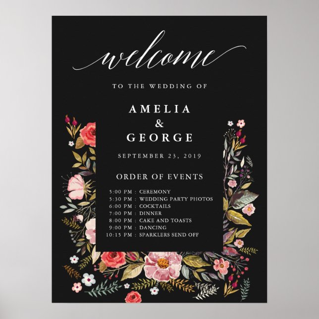 Poster Ordem de boas-vindas dos eventos sinal de casament (Frente)