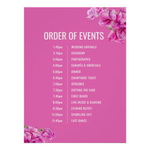 Póster Ordem de casamento de bougainvillea rosa