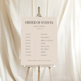Poster Ordem de Eventos de Casamento Minimalista Café com