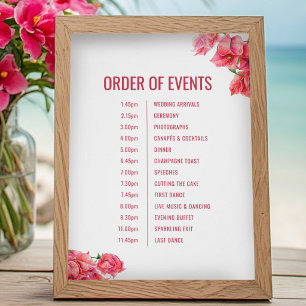 Póster Ordem de eventos do casamento com bougainvillea ve