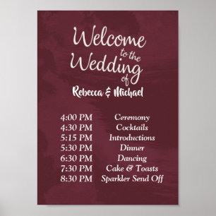 Poster Ordem de GlitterWedding de Borgonha e de ouro dos