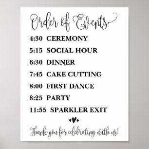 Póster Ordem de recepção de casamento dos eventos ou de