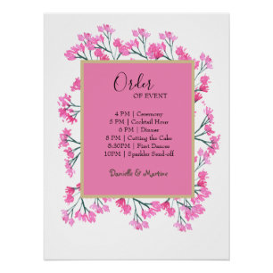 Póster Ordem dos eventos Casamento Periwinkle Blue Wildfl