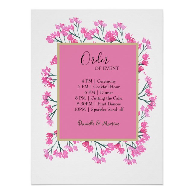 Póster Ordem dos eventos Casamento Periwinkle Blue Wildfl (Frente)
