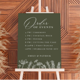 Poster Ordem dos eventos Casamento Periwinkle Blue Wildfl