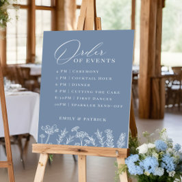 Poster Ordem dos eventos Casamento Periwinkle Blue Wildfl