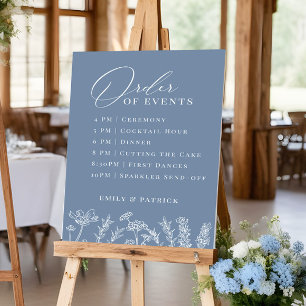 Poster Ordem dos eventos Casamento Periwinkle Blue Wildfl
