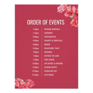 Póster Ordem dos eventos do Red bougainvillea