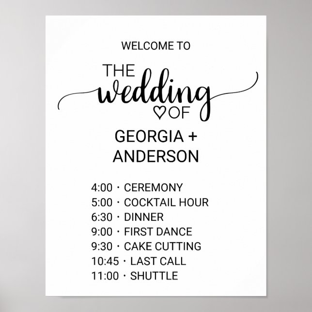 Poster Ordem Simples de Caligrafia Negra de Eventos (Frente)