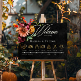 Poster Ordenação de Casamento Floral de outono de Escuro 