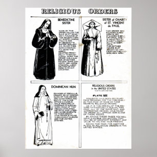 Póster Ordens Religiosas freiras Benedictinas