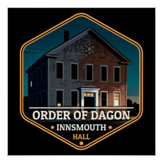 Póster Order of Dagon Hall Innsmouth Vintage Travel Badge
