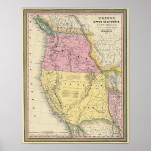 Póster Oregon, Califórnia superior & New mexico