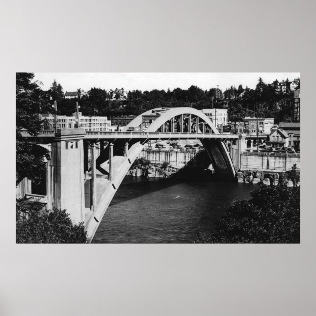 Póster Oregon City, OU Ponte Rodoviária sobre Willamette (Frente)
