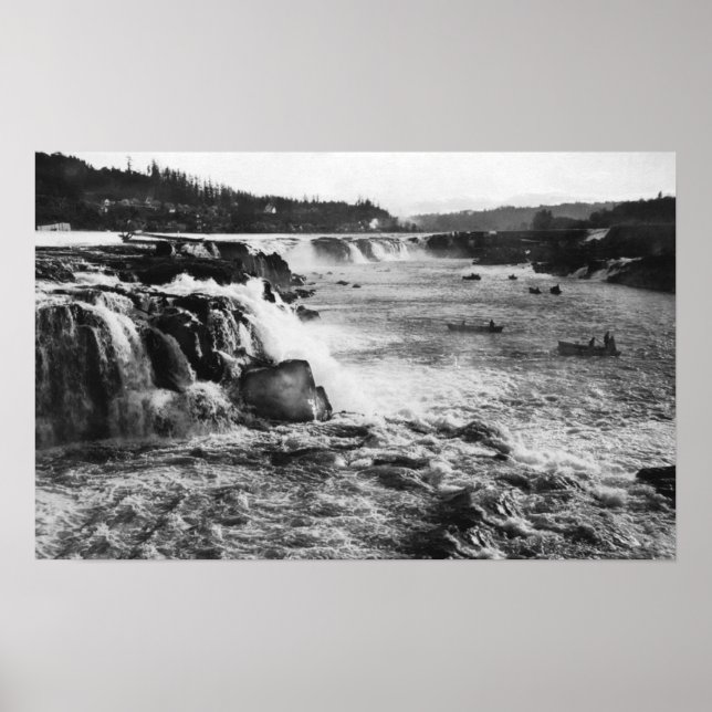 Póster Oregon City, OU Salmão Pescarando em Willamette (Frente)