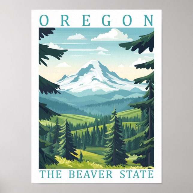 Poster Oregon, Estado do Beaver, Viagem (Frente)