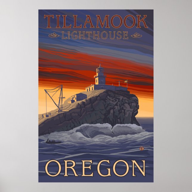 Póster Oregon - Farol de Tillamook (Frente)