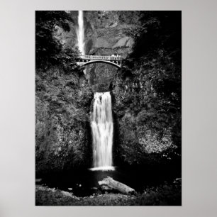 Poster Oregon Waterfall (Preto e Branco)