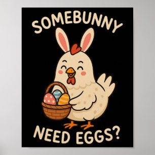 Poster Orelhas de Coelho de Frango Fofo Algum Coelhinho P
