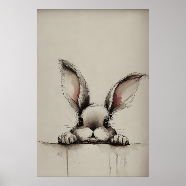 Poster Orelhas de Coelho de Páscoa Impressas, Coelho Rúst (Frente)