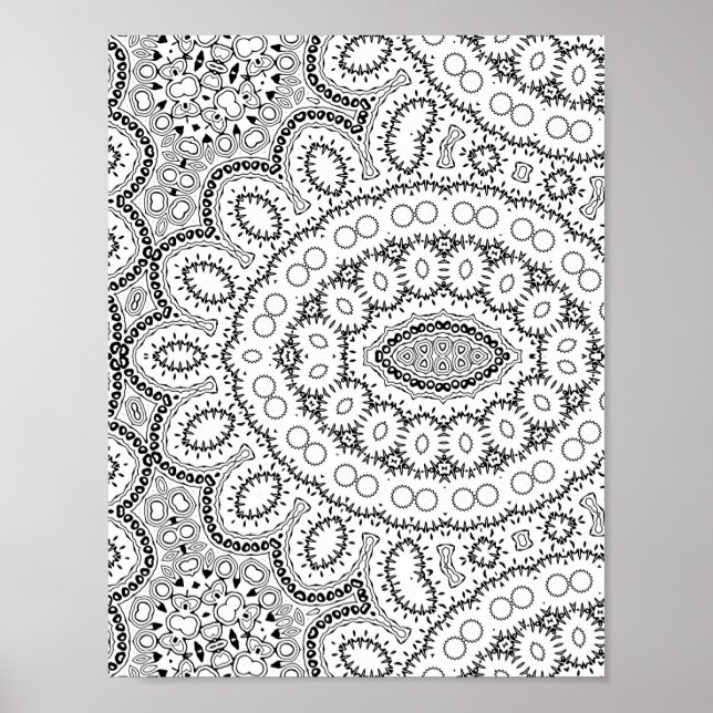 Poster Organic Clustered Pattern Intricate Coloring Page (Frente)