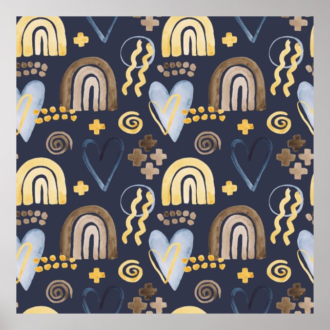 Poster Orgânico forma um padrão ingênuo com arco-íris, co (Frente)