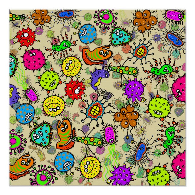 Póster Organismos Funescos De Laboratório Microscópico (Frente)