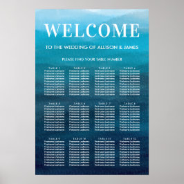 Poster Organograma De Casamento De Casamento De Ondas Azu