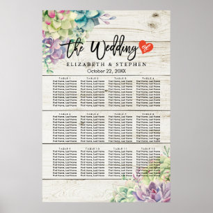 Poster Organograma De Casamento Plantas Suculentas Madeir