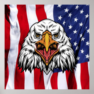 Poster "Orgulho Americano: Águia Majestosa com Patriótico