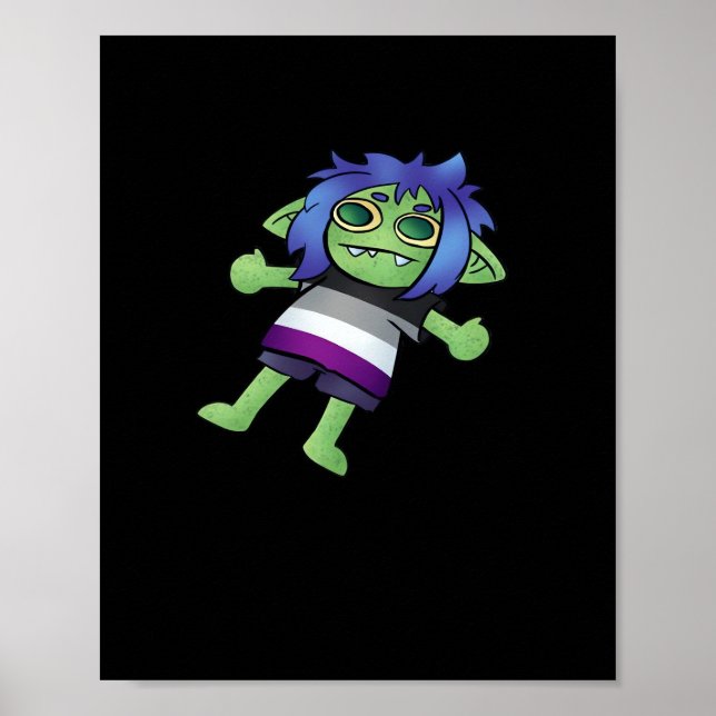 Poster Orgulho Assexual Goblincore Goblin Clássico (Frente)