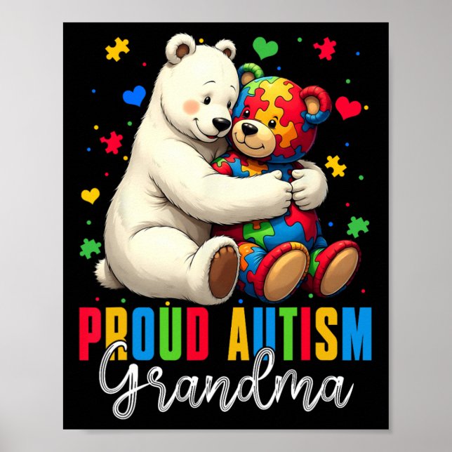 Poster Orgulho Autismo Avó Ursa Autismo Sensibilização Fi (Frente)