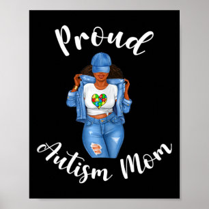 Poster Orgulho Autismo Mãe Afro-Americana Mãe Mulher Negr