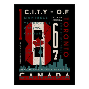 Póster Orgulho Canadense: Coordenadas da Cidade e Legado 