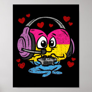 Poster Orgulho Coração Panual Gamer Lgbt-q Jogos Retrô Ví