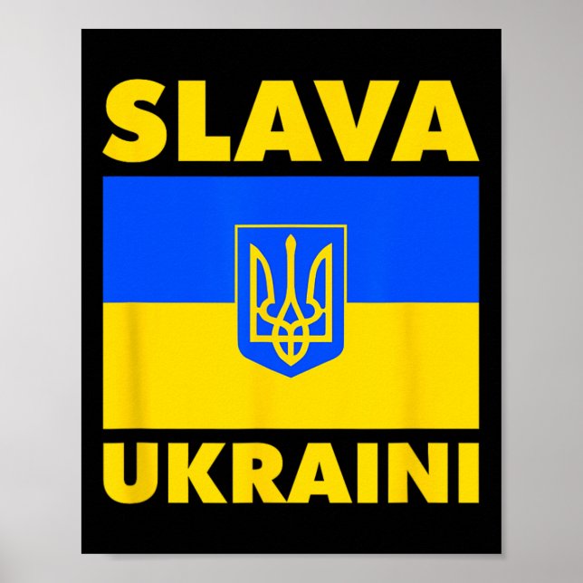Poster Orgulho da Bandeira da Ucrânia Slava Ukraini  (Frente)