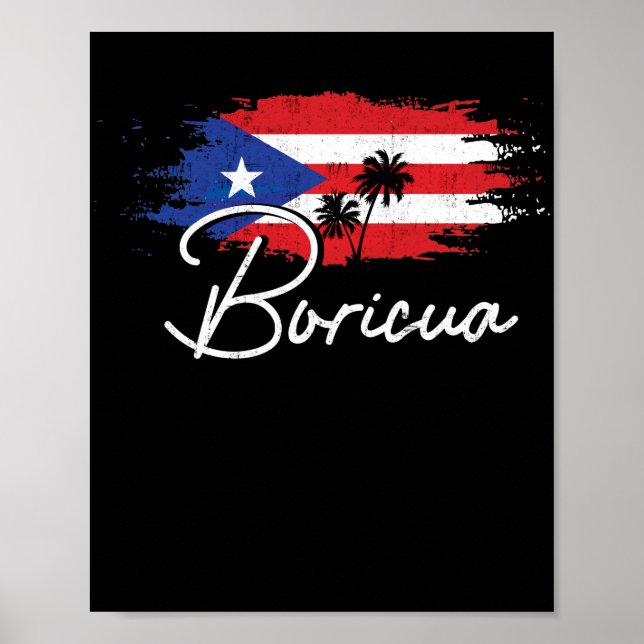 Poster Orgulho de Bandeira Porto Rico Boricua Porto Rico (Frente)