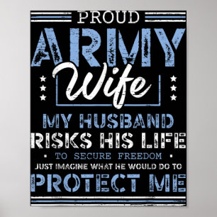 Poster Orgulho de esposa do exército protegendo soldado d