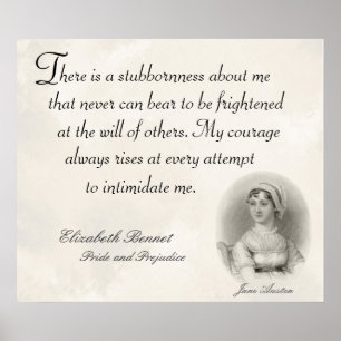 Poster Orgulho de Jane Austen e citação de preconceito
