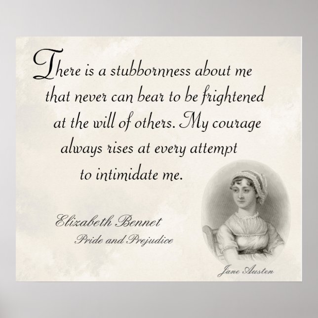 Poster Orgulho de Jane Austen e citação de preconceito (Frente)