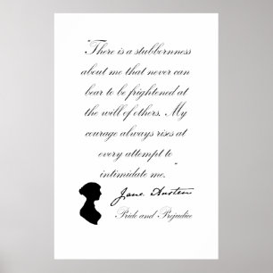 Poster Orgulho de Jane Austen e citação de preconceito