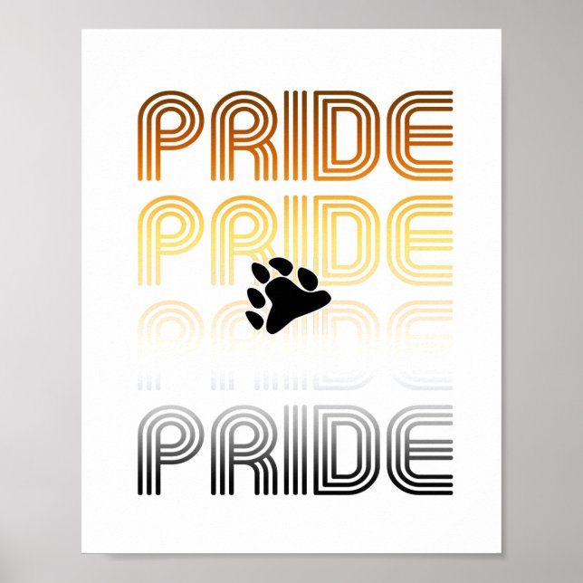 Poster Orgulho de Urso Pata Desenho de Padrão Retro Letra (Frente)
