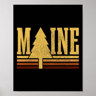 Poster Orgulho do Estado da Árvore Vintage do Maine Acamp