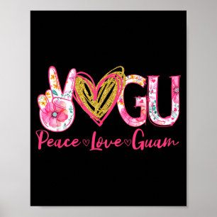 Poster Orgulho do Estado Floral Vintage Guam Paz Amor