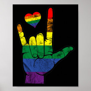 Poster Orgulho gay ASL - Linguagens de sinais LGBT Defici