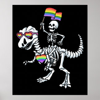 Poster Orgulho gay de esqueleto de Rex T Rex LGBT Hallowe